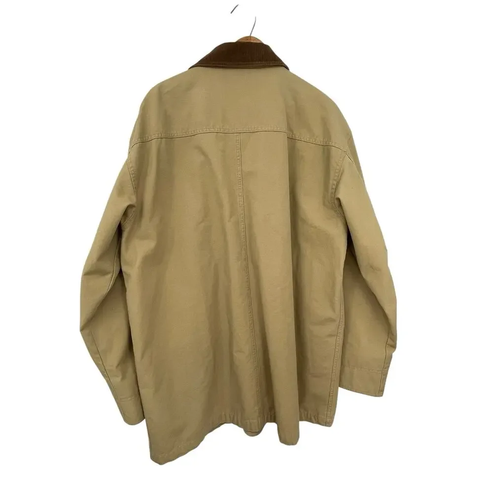 Vintage LL Bean Chore Barn Coat Corduroy Collar Flannel Lined Men’s Size Large
